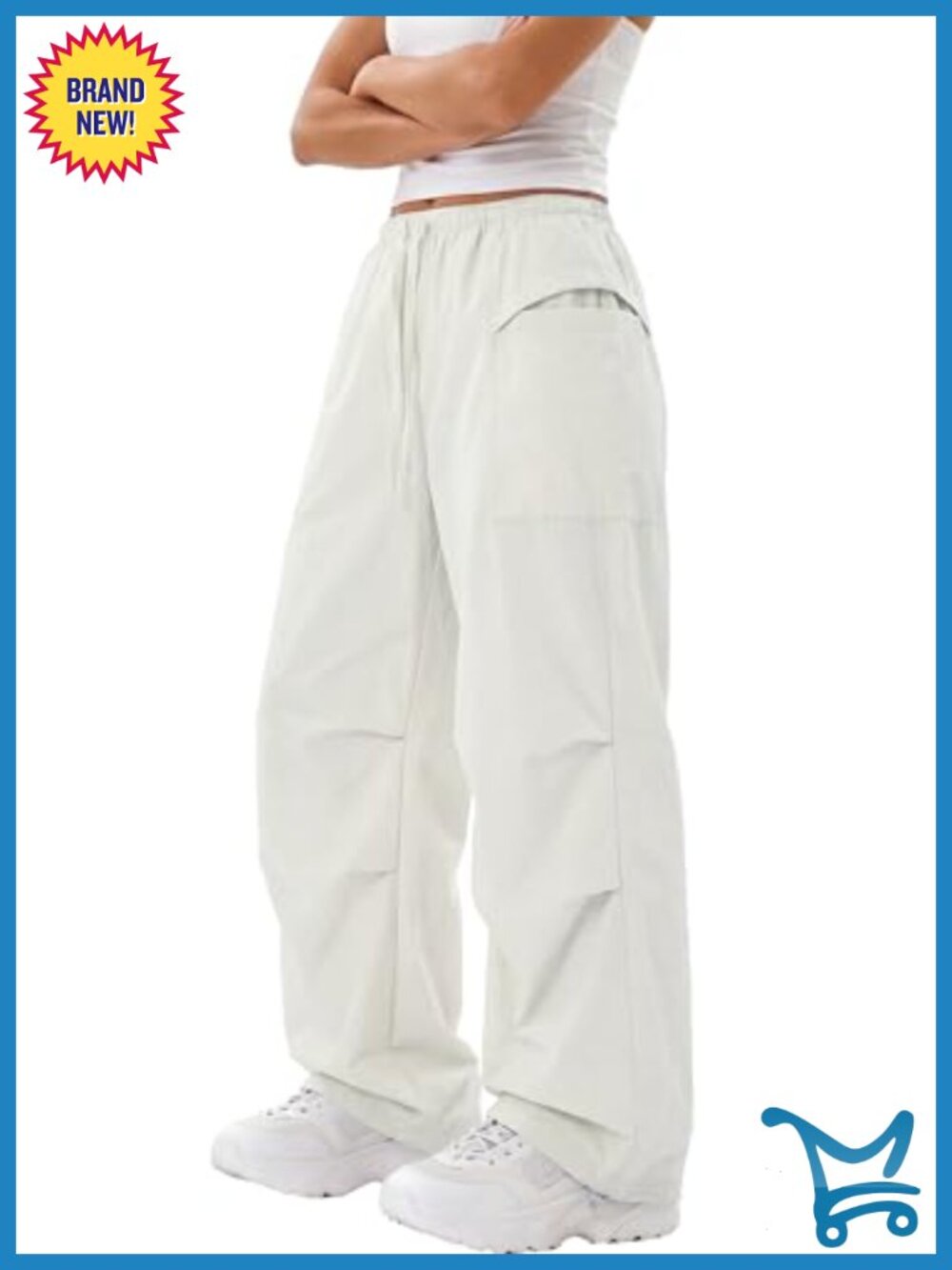 Quick Dry Cargo Hiking Pants Elastic Waist Drawstring Baggy Parachute